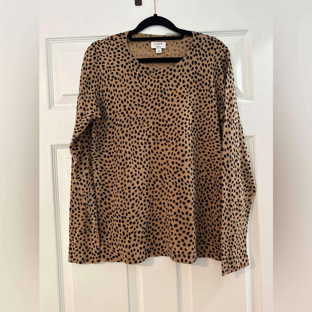 Cheetah teddie sweater jcrew size s